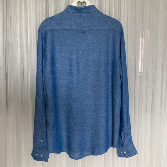 Urbanman linen/rayon casual, chambray, summer, beach, button down shirt! Size M - Picture 7 of 13